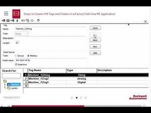 steps to create HMI Tags and Folders in a FTView ME application