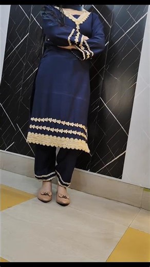 Trendy Lace work suit💙 design on plain fabric for summer season#trending#youtubeshorts #shorts#viral