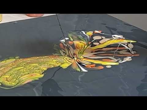 06) Fins in Motion🐠Betta Fish with Swipe & String Pull Pouring art techniques | fluid art