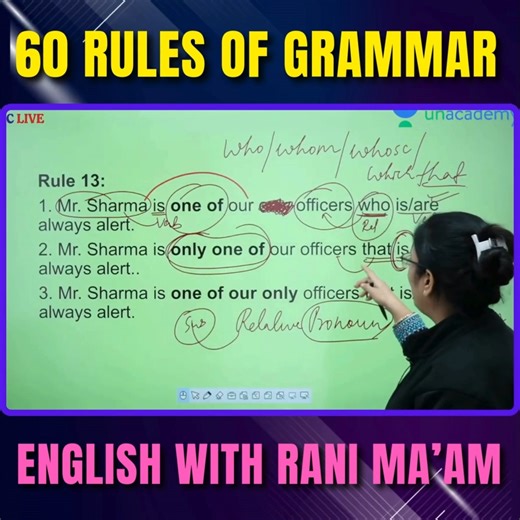33K views · 889 reactions | 60 Rules of Grammar | Rule - 1 3 | Basic English Grammar | English With Rani Ma'am #grammar #Grammar #EnglishGrammar #GrammarRules #LearnEnglish #SpokenEnglish #CompetitiveExams | English With RANI MAM | Facebook