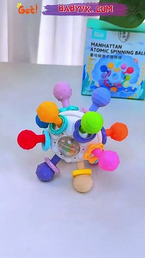 Baby Teether & Rattle Ball: Teether + Rattle + Grasping Toy All-in-One #InfantCare #TeetherToy