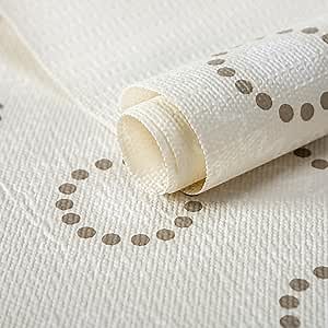 FIFTY FEET 12X120 Inch Shelf Liner for Kitchen Cabinets, PVC Drawer Liner for Dresser Non-Slip Bathroom, Non-Adhesive Cabinet Liner Washable (Beige Circle)(1 Roll)