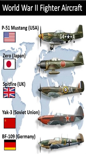 World War II Aircraft Comparison: BF 109, P-51 Mustang, Zero, Spitfire & Yak-3!#usa #uk #military