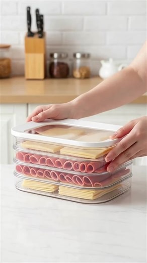 4 Layer Stackable Food Storage Containers, Refrigerator Organizer Box, Meat Preservation Box, Reusable Sealed Leak-Proof Design #fridgecontainer #vacuumsealstoragebag #freezermealprep #reusablekitchenproducts #fridgeaccessories #snackcontainer #snackstorage #pantryessentials #minifridgefinds #cookwarestorage