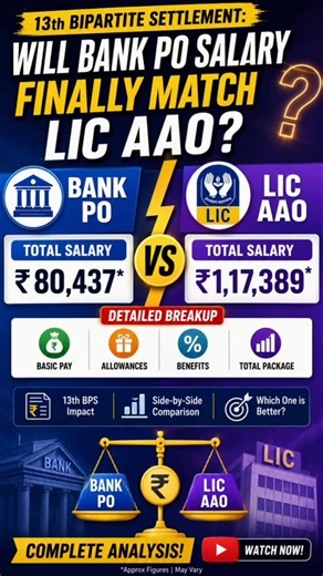 LIC AAO Salary Slip After Settlement vs Bank PO Salary 2026 | Will 13th Bipartite Change the Game?