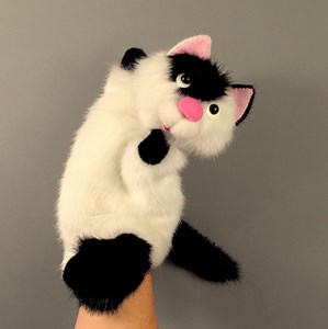 White - Black Cat Hand Puppet for Home Theater. Puppet Glove Funny Cat. Marionette Puppet. Furry Animal Puppet. - Etsy