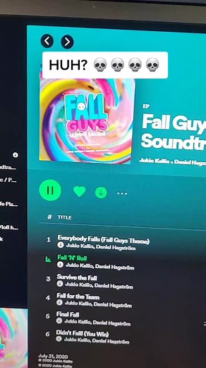 Completely different to what I post, but HUH? Spotify gotta be trolling or something or is this the actual lyrics to a Fall Guys soundtrack? 💀 #fallguys #fallnroll #miakhalifa #lyrics #dark #familyfriendly #horror #spotify