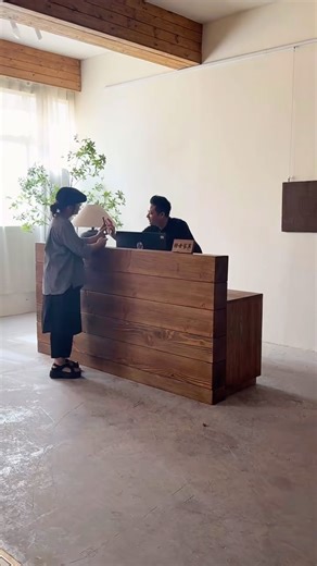 Timber Craft on Instagram: "Solid Wood Reception Desk: Durable, Minimal, and Timelessly Refined #TimberCraft #woodworking"