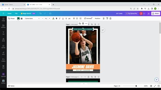 Custom Sports Card Template: Modern Athlete Design (digital Download) - Etsy