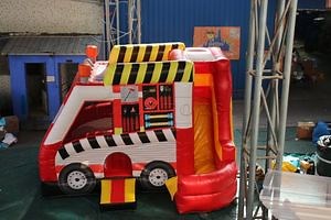 [Hot Item] Inflatable Fire Truck Bouncy Castle Bounce House Fire Bouncy Combo with Slide
