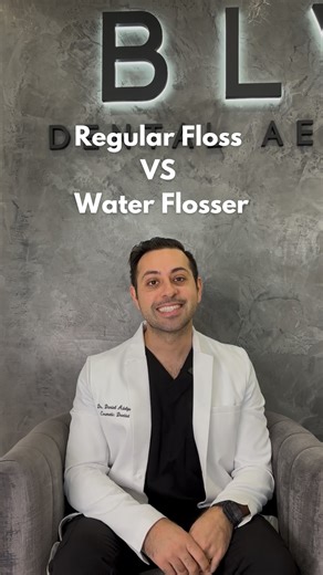 Daniel Adelpour, DDS on Instagram: "Water floss vs. string floss 🦷 Both are great if you actually use them but if I had to compare, string floss gets the crown 👑 because it physically removes plaque. Water flossing is gentler and great for flushing food out, especially around the gums and hard-to-reach areas. Follow for more dental tips ✨ #dentaltips #smilebright #flossing #waterflosser #dentistoffice"