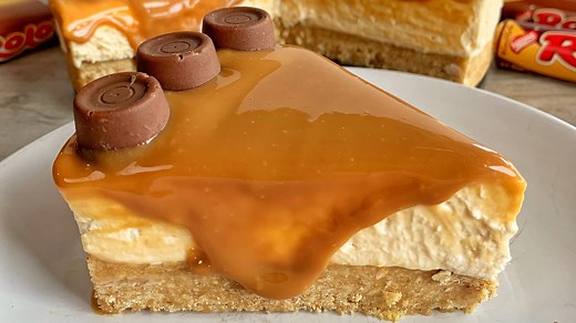 No Bake Rolo Cheesecake 😍 Throwback for the Rolo lovers to this amazing, sweet, caramel-ly Rolo cheesecake 🙌 It has a nice thick Digestive biscuit base, a caramel flavoured cheesecake filling, topped with carnation caramel and Rolo’s 🤤 Sound on for full instructions 🔉 All you need is👇 Base: 350g Digestive biscuits, crushed 180g unsalted butter, melted Cheesecake: 350ml double cream, cold 500g cream cheese 120g icing sugar 120g Carnation caramel Topping: 150g Carnation caramel 21 Rolos (appr