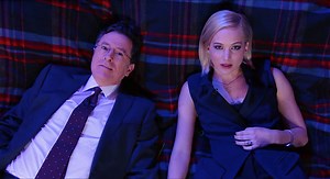 Jennifer Lawrence joins Stephen Colbert on a blanket to ponder life's big questions