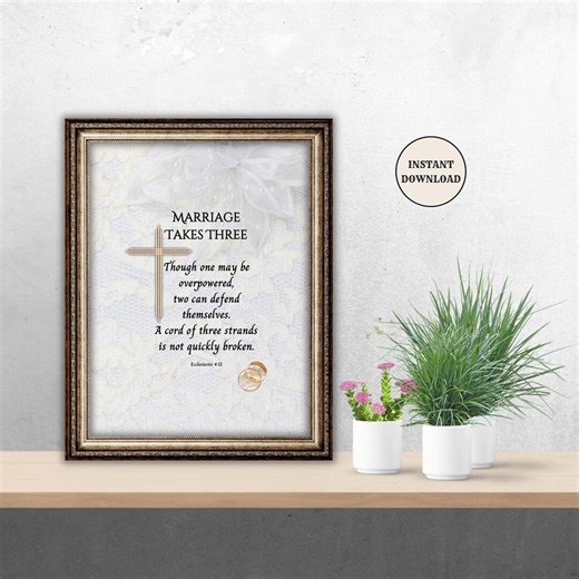 Marriage Takes Three Scripture Print: Printable Christian Wedding Gift (8x10 Digital Download) - Etsy