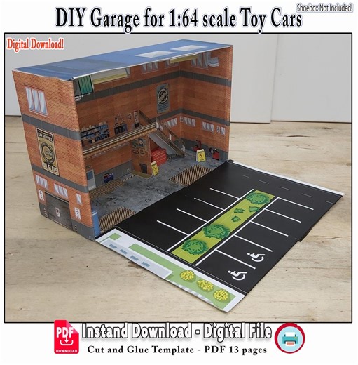 DIY Garage for 1:64 Scale Toy Cars, Paper Craft Miniature Car Garage Set, 1/64 Display, Auto Repair Shop Display, Diorama, Digital Download - Etsy