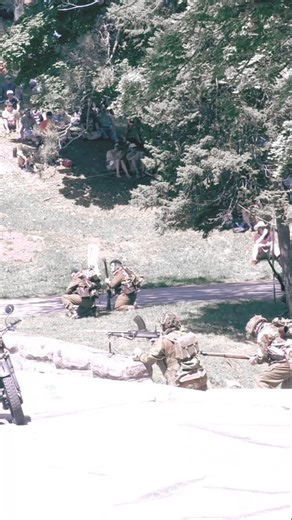 WW American Puts Cover Fire Out as WW Soldier Tosses Explosive at WW D Day Reenactment in Ohio