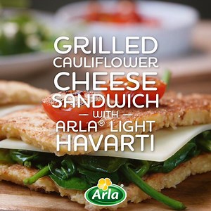 44 reactions · 17 shares | Skip the bread and try this delicious take on a grilled cheese sandwich with all natural Arla Light Havarti Slices in between cauliflower bread! | Arla | Facebook
