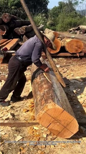 Giant Log Moving Hack: Move Heavy Timber Alone with a Long Pole!