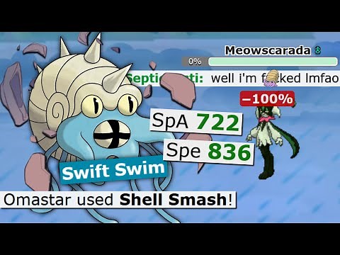 SWIFT SWIM + SHELL SMASH OMASTAR IS SO GOOD! POKEMON SCARLET AND VIOLET RAIN TEAM