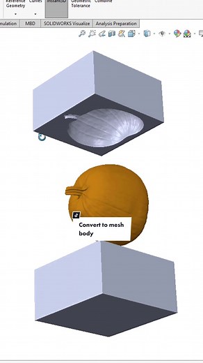 Convert to mesh body in Solidworks ! Have you ever used that feature? 👀 #solidworks #solidworkstutorial #mesh #3dmodeling #keepitsimple