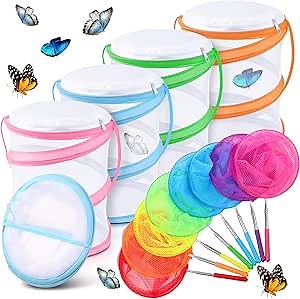 12 Pcs Telescopic Butterfly Fishing Nets for Kids,Outdoor Explorer Catching Kits,Insect Mesh Cage,catching Insects Bugs Fishing, Extendable 34 Inch