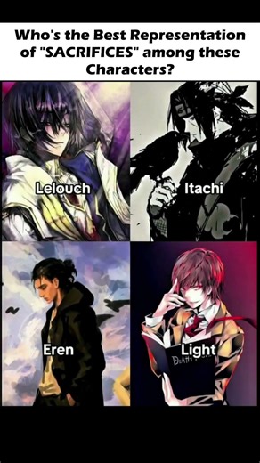 Who Sacrificed the Most? Lelouch, Itachi, Eren, or Light? 🥀