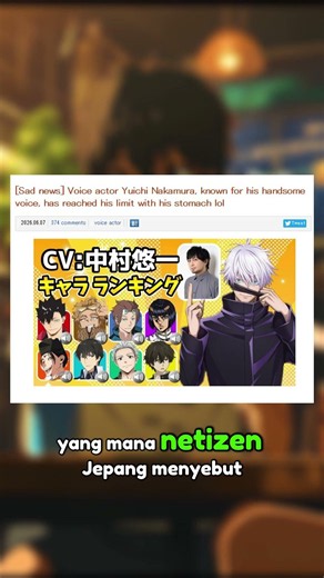 Penampilan terbaru Pengisi Suara Gojo Satoru jadi perhatian netizen Jepang