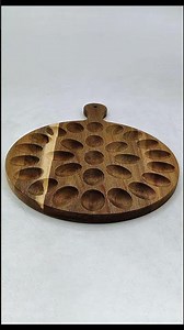 27 Holes Round Acacia Wood Deviled Egg Platter with Handle, Deviled Egg Tray Holder#eggtray #wood