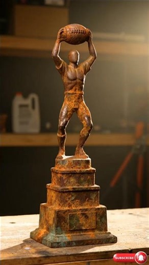 Rusty Football Trophy Restored Like New 🏆 #Satisfying