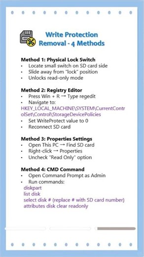SD Card Is Write-Protected? Remove the Error Without Losing Data!#sdcard #memorycard #techfix