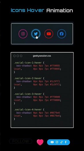 Create Icon Hover Effect Animation #html #css #javascript #cssanimation #webdesign frontend