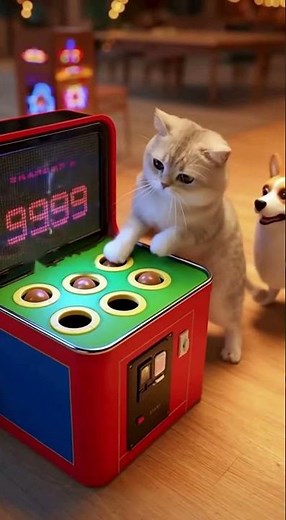 Kitten Takes On Whack-a-Mole Machine 🎯🐱 Cutest Gamer Ever!#shorts