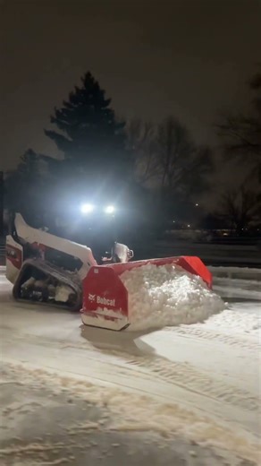 Who said a track loader can’t push snow??? #snowplowing #mn #winter #bobcat