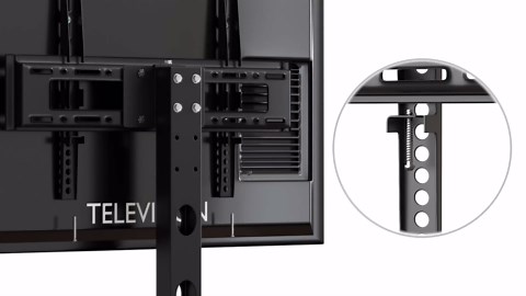 Corner TV Stand with Mount LED - Universal TV Mount Stand for 32-65" TV, Height Adjustable Swivel TV Console Wood & Steel Entertainment Center with Mount, Cabinet, Power Outlet, Colorful Light, Black