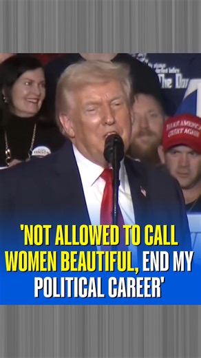 Republic on Instagram: "President Donald Trump paused his speech to compliment women, saying she’s a beautiful young woman. He added that in the United States, using the word 'beautiful' about a woman, as it can ‘end his political career’. #DonaldTrump | #UnitedStates | #RepublicWorld"