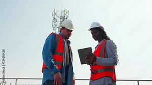 Team young engineer walking inspection construction site and talking while looking laptop computer, architect surveyor and inspecting site with laptop for planning real estate development.