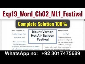 Exp19_Word_Ch02_ML1_Festival | Exp19 Word Ch02 ML1 Festival |Word Chapter 2 #Festival.docx #wordch02