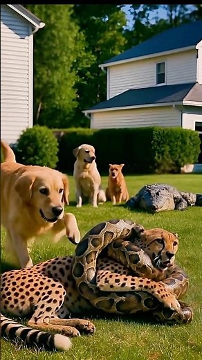 A dog vs snake standoff, with a live studio audience of animals. #AnimalReactions #FunnyPets