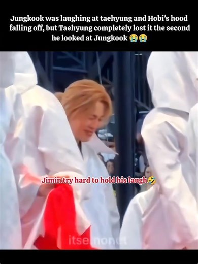 JK was laughing at V and Hobi hood falling off but V lost it the second he looked at JK🤣#bts #jk #v