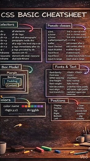 CSS Cheat Sheet Every Beginner Needs 🔥 | Learn CSS Fast #webdevelopment #codingtips
