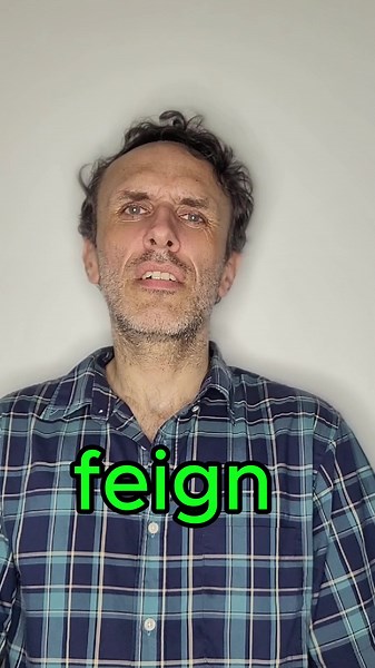 Feign - New Vocabulary in Under 30 Seconds With Definition and Examples #english #language Today we define Feign! To feign is to pretend or fake something, like showing an emotion or reaction that isn’t truly felt. Imagine acting as if you're excited about a surprise party you already know about or pretending to be interested in a subject when you’re not. Feigning can be used to hide true feelings or to fit into a situation where you may not actually feel the way you appear. Think of it as putti
