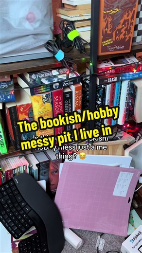 Send help. Preferably help bearing a roomba. And more shelves. #bookishproblems #bookshelves #hobbies #bookishhumor