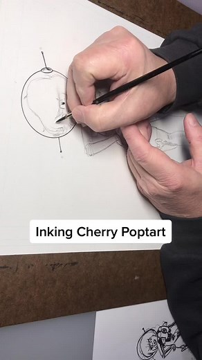 Inking Cherry Poptart. #space #drawing #art #artistlife #cartoonist #inking #inkingcomics #inkingcharacter
