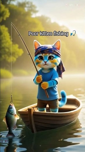 Funny Kitten Goes Fishing for the First Time | kitten fishing #fishing #catfishing #cat