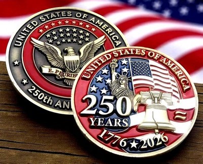 250th Anniversary Commemorative Coin – USA 1776-2026, 50mm 3D Raised | eBay