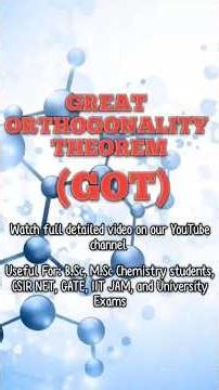 Great Orthogonality Theorem | Group Theory in Chemistry | Character Tables Explained