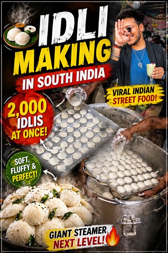Idli making in South India: 2,000 idlis at once in a giant steamer, viral Indian street food for foodies