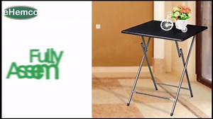 eHemco Extra Large Metal Folding TV Tray Table for Eating, Black Top