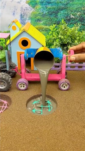 😱Real Working Mini Tractor Making CementPillar| Amazing DIY Construction Machine🚜#shorts