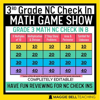 NC Check In 2.0 B - Third Grade Math Test Prep Game Show